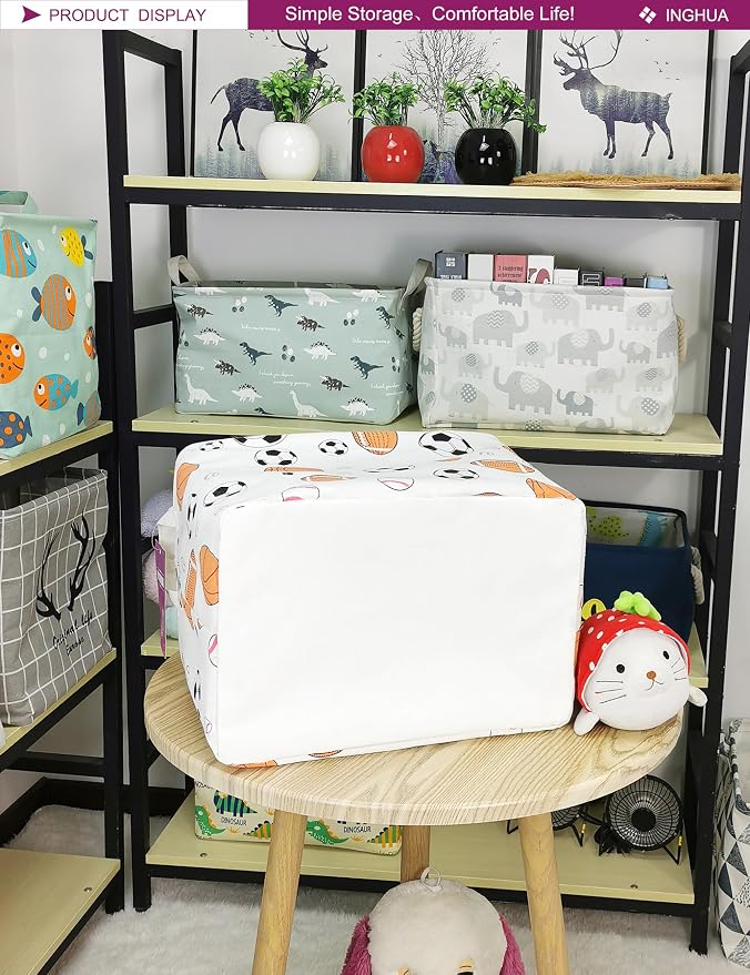 Rectangular Ball game Storage Basket | Gifts Bag for Toys,Books,Clothes,Gifts,Pets-Perfect for Home,Office,Nursery,Dorm,Shelf