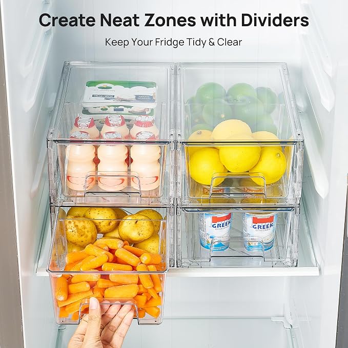 Vtopmart Clear Stackable Storage Drawers, 8 Pack Tall Organizer Set | Tall and Small Pull-Out PET Drawers Combine Vertical Storage and Small Item Sorting for Cabinets, Closets, Pantry