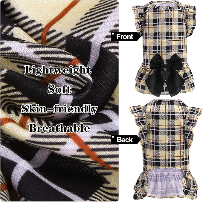 Classic Plaid Dog Dress for Small Dogs and Puppies,Puppy Costumes Pet Clothes Holiday Girl Dogs Shirt, Party Dog Vest Dresses Cat Apparel Sweater Warm Skirt