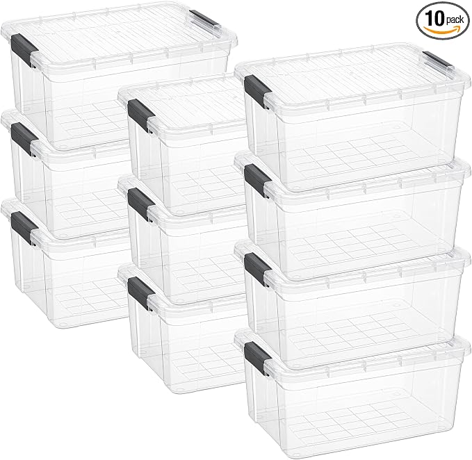 Superio 21 Quart Clear Plastic Storage Boxes with Lids, Stackable Organizer Containers, BPA-Free Storage Bins for Home, Office, School & Dorm, 10 Pack