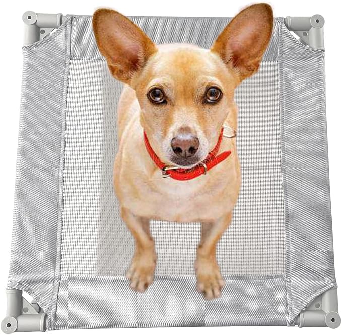 Pozico Elevated Pet Bed with Breathable Mesh for Small Cat and Dog, Raised Cooling Pet Cot for Puppy and Kitty, 18.9x18.9 inch (Gray Bed)