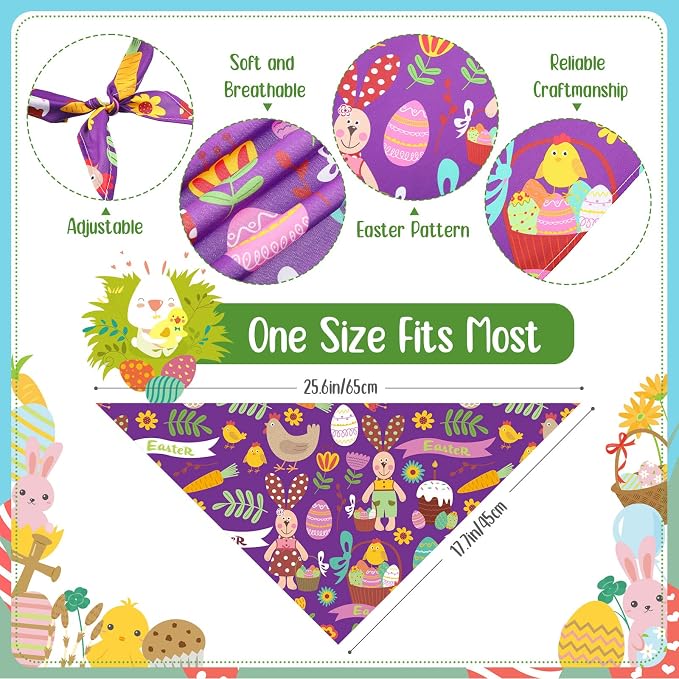 Sanwuta 30 Pieces Easter Dog Bandanas Easter Dog Bibs Holiday Pet Costume Outfit Triangle Scarf Kerchief for Small to Medium Pet