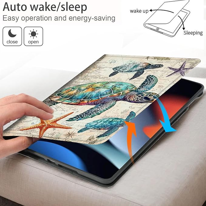 Bxgolkgd Tablet Case for Samsung Galaxy Tab A 10.1 Inch 2019(SM-T510/T515/T517),Shockproof Stand Cover with Heat Dissipation,Auto Wake/Sleep Function,Turtle Map