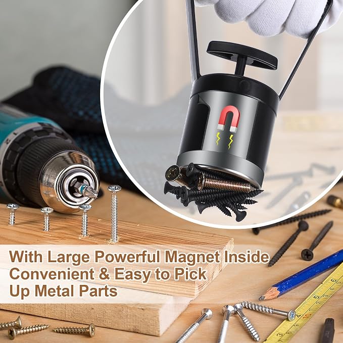 Dreyoo 1 Pack Magnetic Pickup Tool, 8 lb Hand Held Magnet Separator Wand | Equipped with Quick Release Handle to Easily Separate Gold from Pay Dirt and Clean Metal Shavings in Workshop and Garage
