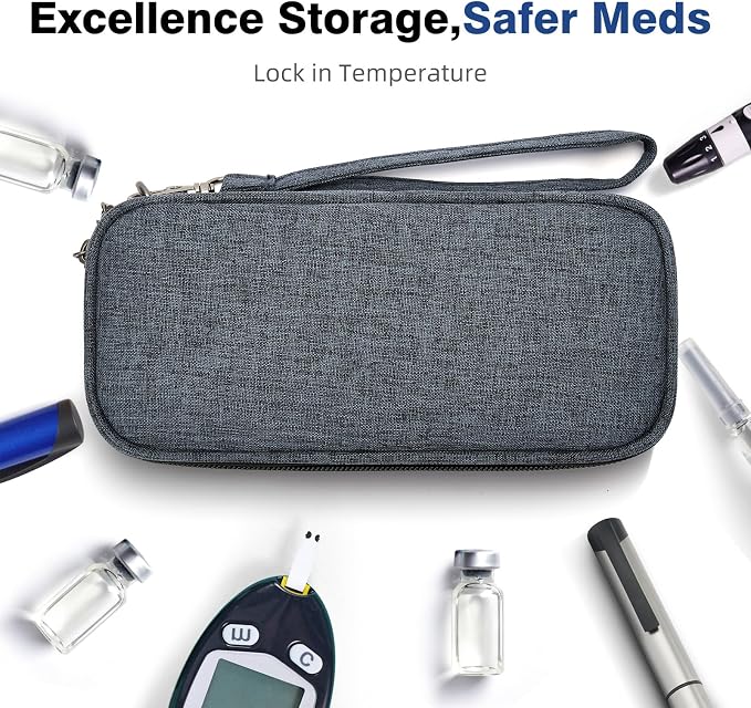 apollo walker Insulin Cooler Travel Case with Ice Packs and Insulation | TSA Approved Includes 2 x 90g ice packs for 9-hour cooling insulin pens & syringes for Diabetics to Carry (Blue)