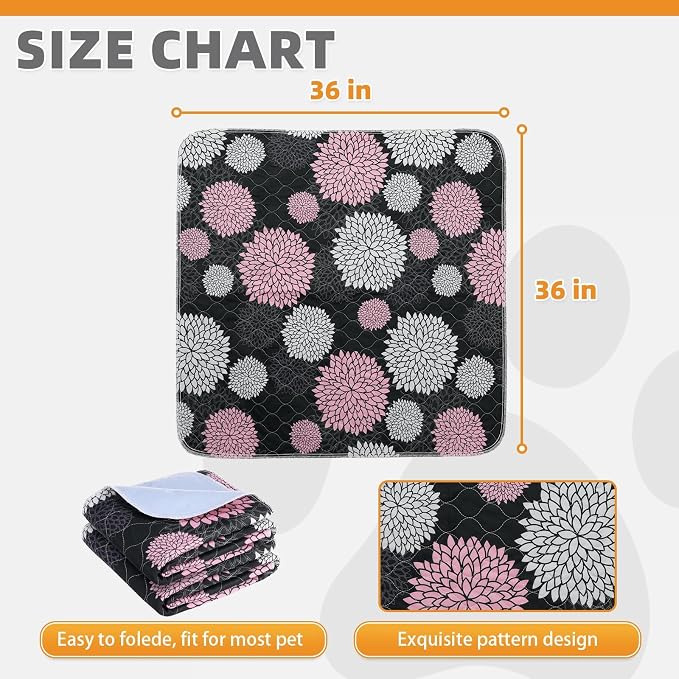 Washable Pee Pads for Dogs, 2 Pack Super Absorbent Reusable Puppy Training Pads Waterproof, Nonslip and Leak-Proof Dog Pee Pads, Large Pet Mats Whelping Pads for Floor, Crate, Couch, 36"x36"