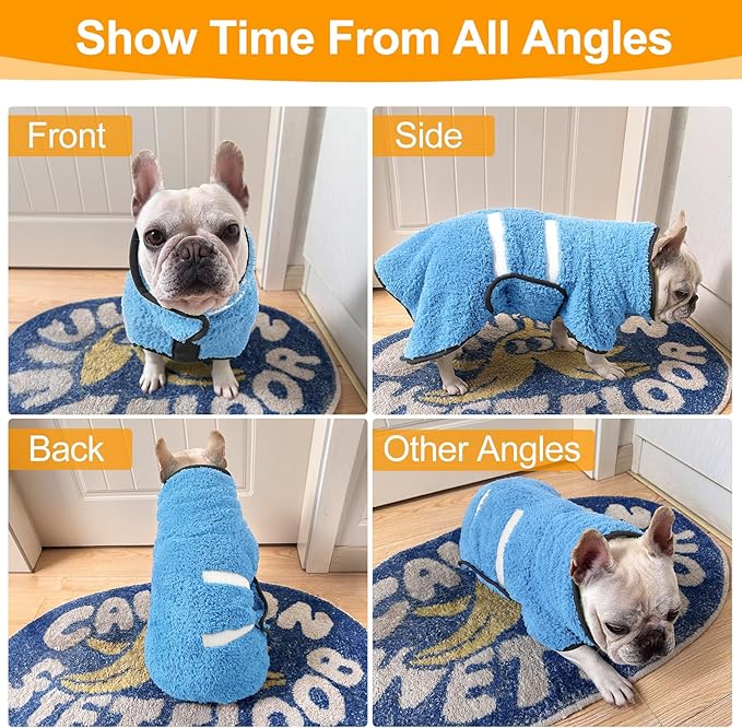 Dog Bathrobe Super Absorbent Dog Towels Large Quick Drying Robes for After Bath Soft Adjustable Warm Keeping Dogs Towel(S-XXL)