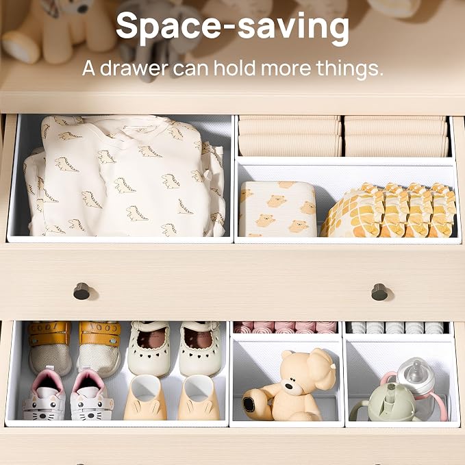 Vtopmart 12 Pack Baby Clothes Organizer, Dresser Drawer Organizer for Baby Clothing, Foldable Fabric Closet Drawer Storage Bins, Nursery Dresser Dividers for Bra, Socks, Ties, Scarf | Nursery Drawer Storage, Baby Clothing Organization, Foldable Fabric ...