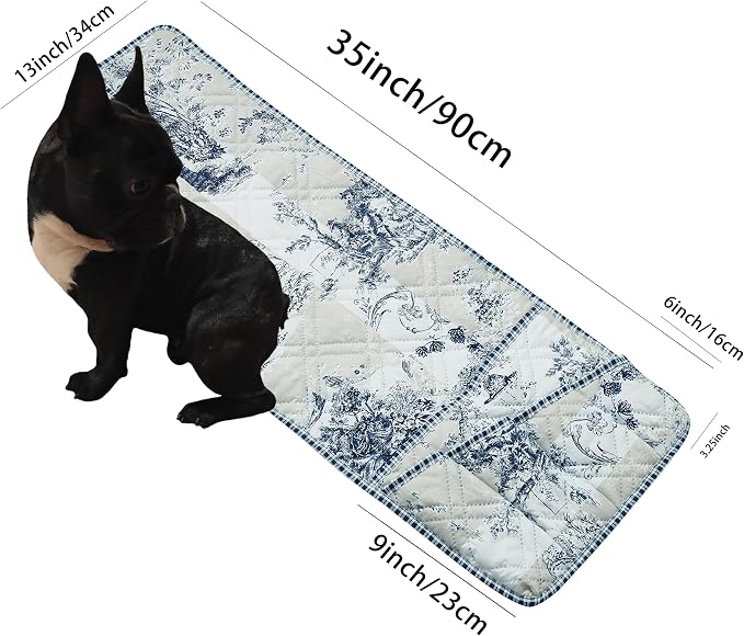 Brilliant Sunshine Blue & Beige Toile Couch Armrest Cover, 35"×13" | Washable Magazine Holder, Armrest Organizer & Caddy on Sofa, Recliner, Armchair, Storage for Remote Controls, Phone, iPad