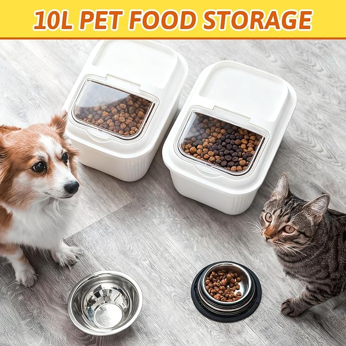Blushtier 4 Pack Sugar Storage Containers Flour Bin with Wheels Large Pet Dog Food Storage Boxes Measuring Cup Sealed Transparent Flip Lid Portable Household Rice Container Set(20 Lbs)
