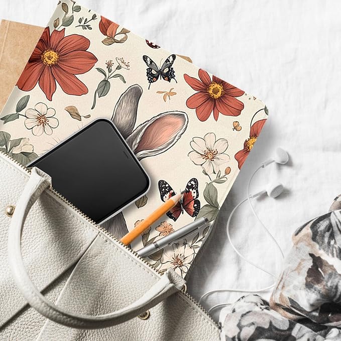 for Microsoft Surface Pro 8-13" 2021 Tablet Case,Auto Wake/Sleep,Adjustable Stand Protective Cover - Cute Rabbit Flower
