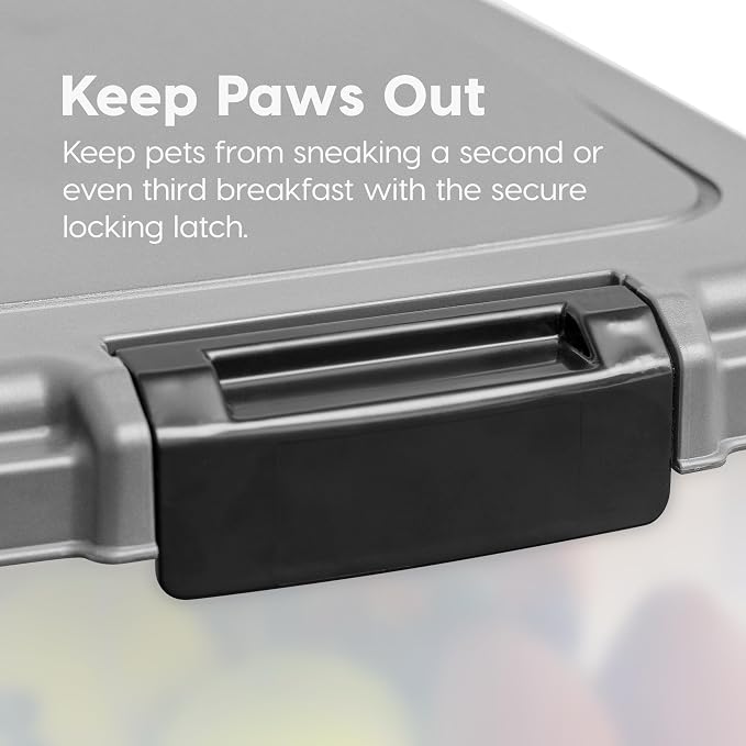 IRIS USA Dog Food Storage Container, Up to 30+11 lbs, Gray/Dark Gray | Made in the USA, Includes 2-Cup Scoop & Wheels, Airtight Seal, BPA-Free, Bird Seed, Cat food, Cat Litter, Treats, Toys
