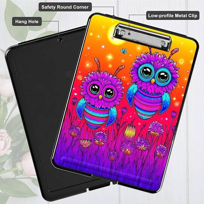 Heavy Duty Storage Clipboard, Slim Nursing Clipboard with Internal Pen Case, Portable File Organizer Case for A4 Letter Size Paper Office Medical Professionals, Honey Sunset