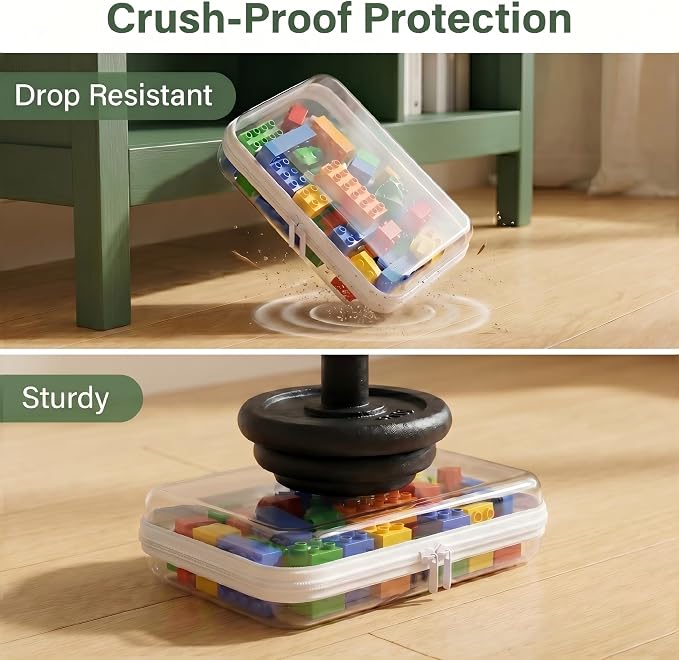 5Pcs Clear Hard Shell Zipper Case, Water Resistant Travel Organizers | Clear PET hard shell with double zippers; waterproof, stackable and wipe-clean for makeup, toiletries, baby items and travel.