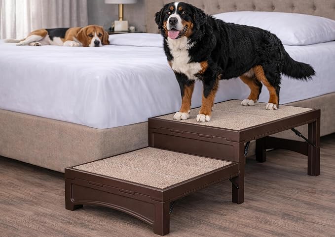 Pet Gear Free Standing Pet Ramp for Cats and Dogs, Harvest Brown | No Assembly Required, Easy Fold for Storage or Travel, Portable, Supports 350 lbs, Bed Stair