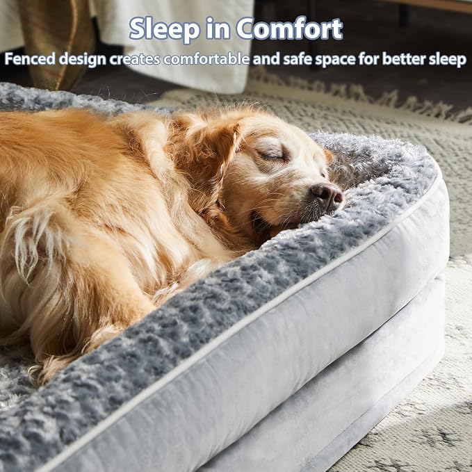 WNPETHOME Orthopedic Washable Dog Bed Large for Senior Dog Cozy Sleep | Waterproof Big Soft Dog Couch Sofa Bed for Dogs Relax with Removable Cover Supportive Comfort Pet Bed Grey 36x27 Inch