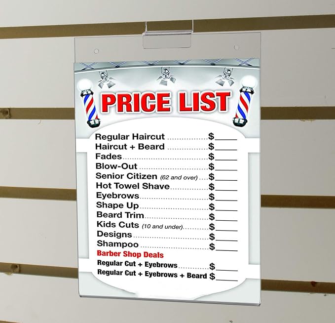 Marketing Holders 4 Pack Slatwall Sign Holder for 8" x 10" Promotional Deals and Product Information in Retail Stores Bookstores and Libraries Clear Acrylic Sleeve No Assembly Required