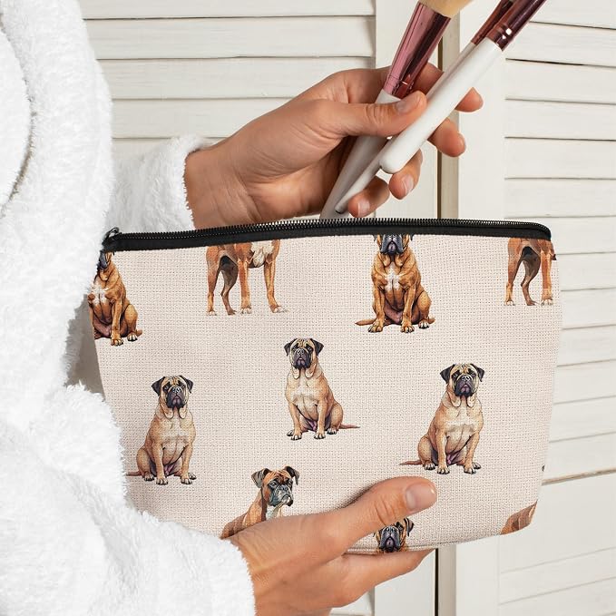 Boxer Dog Makeup Bag, Boxer Lovers Gifts Cosmetic Bag for Women, Dog Mom Lovers Owner Gifts for Women Christmas, Pet Lover Gift Zipper Travel Makeup Pouch for Purse