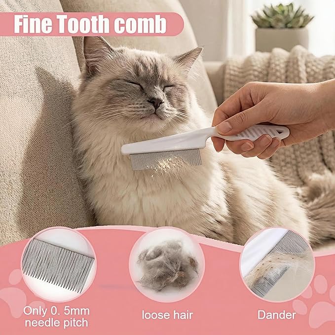 4PCS Dog Bath Kit & Dog Brush Kit - Professional Pet Grooming Tools Set for Dogs & Cats, Includes Shedding Brush, Bath Scrubber & Dematting Combs - Complete Dog Washing Essentials Pink