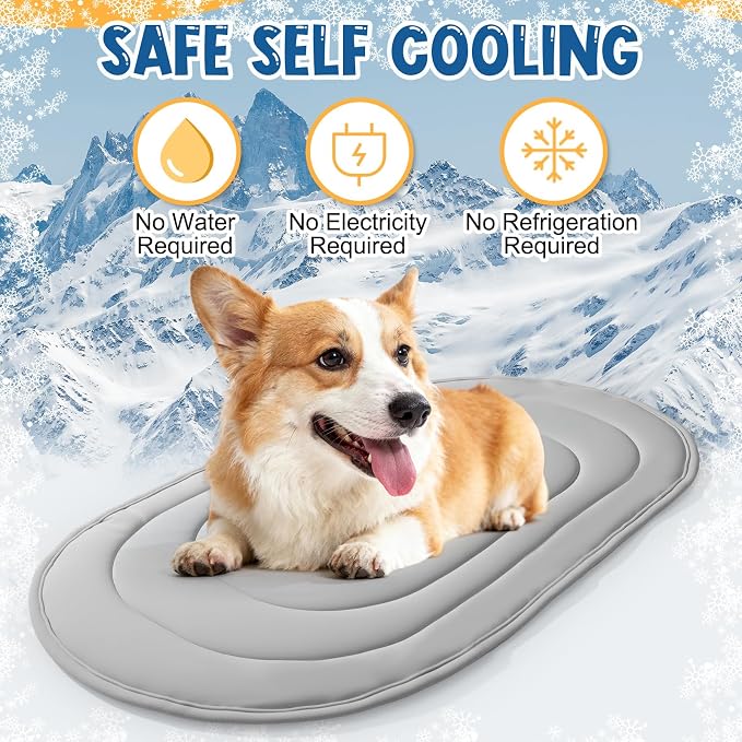 4 Pack Large Dog Cooling Mats 35" x 19" with Storage Bags, Reversible Ice Silk & Velvet Pet Cooling Pad, Summer Washable Bed for Crate, Sofa, Car, Travel