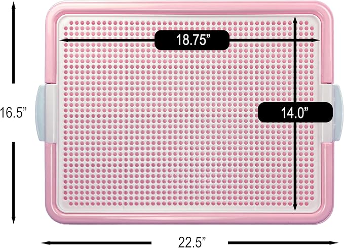 Dog Pee Pad Holder Tray, Puppy Potty Training, 22.5"x16.5", PP Plastic, Snap Lock, 4 Colors (Pink)