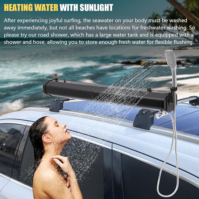 Pressurized Water Tank for Camping Shower,Portable Camping Showerhead Handheld with Storage Bag, Roof Rack Shower for Hiking, Car wash, Pet Cleaning, Beach Vacations