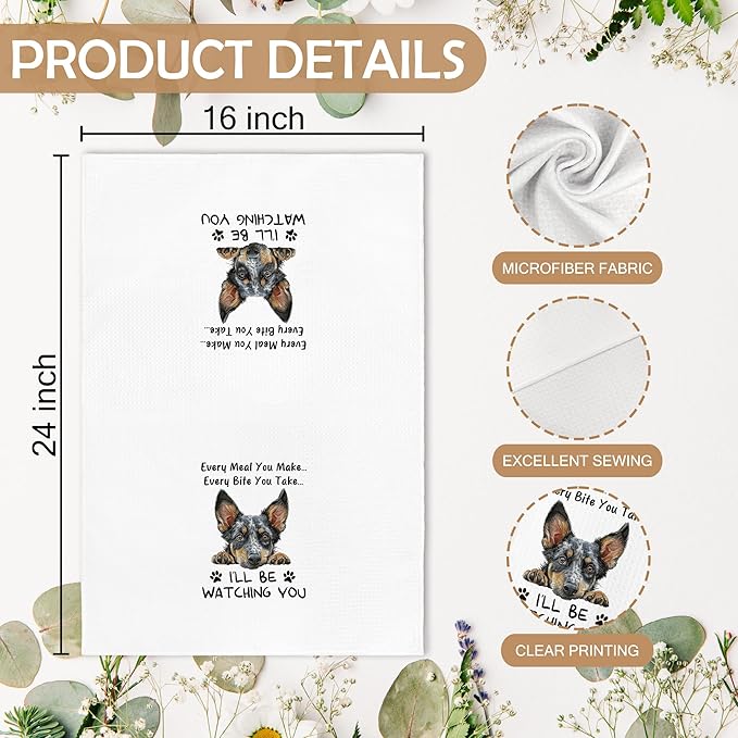 Funny Blue Heeler Australian Cattle Dog Kitchen Towels Decor, Blue Heeler Australian Cattle Dog Gifts for Women, Every Meal You Make Every Bite You Take Dish Hand Towels for Kitchen, 16x24In