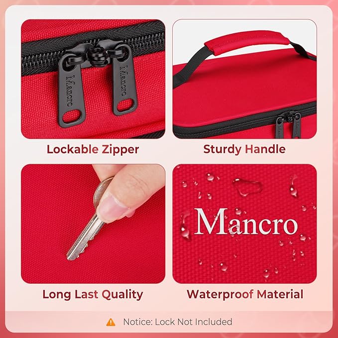 Mancro Dual Layers Medicine Organizer Bag with Lockable Zipper (Pack of 2)