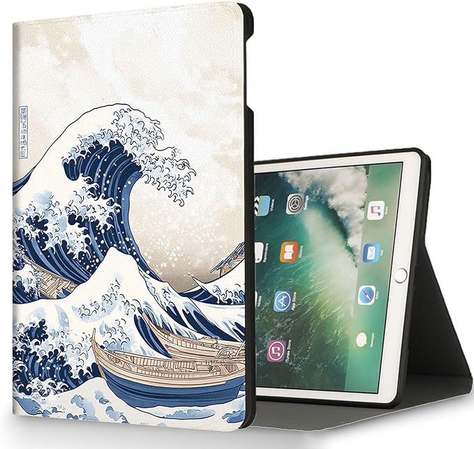 for Microsoft Surface Pro X/Pro X Plus-13 2019/2020/2021/2024 Tablet Case,Auto Wake/Sleep,Adjustable Stand Protective Cover - Japanese Waves