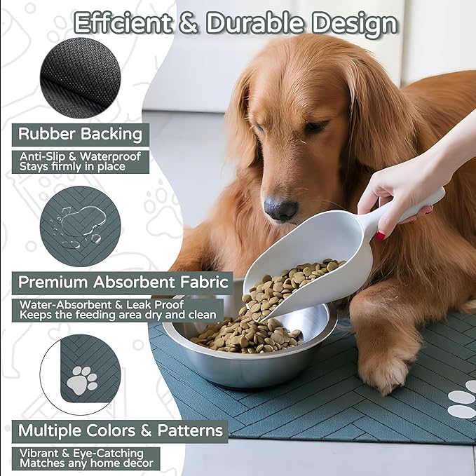 Pet Feeding Mat-Absorbent Dog Feeding Mat for Food and Water Bowl,No Stains Pet Placemat,Quick Drying Water Dispenser Mat for Dog and Cat,Easy to Clean Dog Accessories(M,Dark Gray)