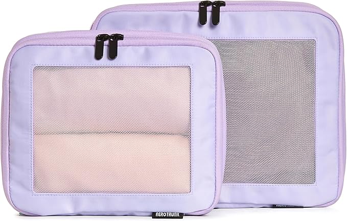 Compression Packing Cubes for Travel, 2-Pack, Purple | Solves overpacking, 2-Piece set fits most carry-ons, 50% Space savings, Compression luggage organizer bags