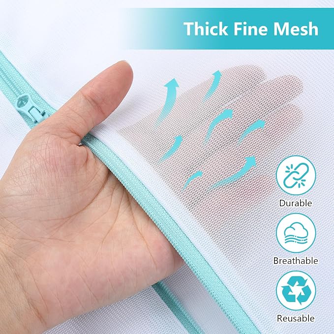OTraki Mesh Laundry Bag for Delicates, 24 x 32 inch Large Mesh Delicates Bag for Washing Machine, Zippered Net Laundry Bag for Sweater Bed Sheet Blanket Toy College Dorm Don't Drying, Melting 140-176℉ | Laundry Net Bag with Zipper for Sweater Bed Sheet...