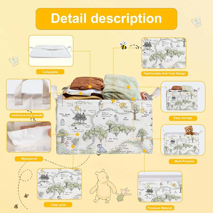 Winnie Nursery Baby Stuff, Winnie Storage Basket, Winnie Nursery Storage Baske Storage Basket With A Waterproof PE Coating, Storage Baskets Suitable For Bathroom and Bedroom
