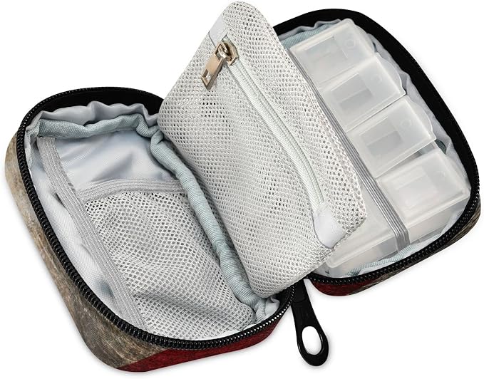 American Flag Star Pill Case, Portable Weekly Pill Box Bag Container 7 Days Pill Organizer Vitamin Supplement Holder with Zipper for Travel Family Business