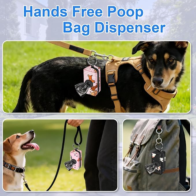 2pack Dog Poop Bag Holder Zippered Pet Waste Bags Dispenser