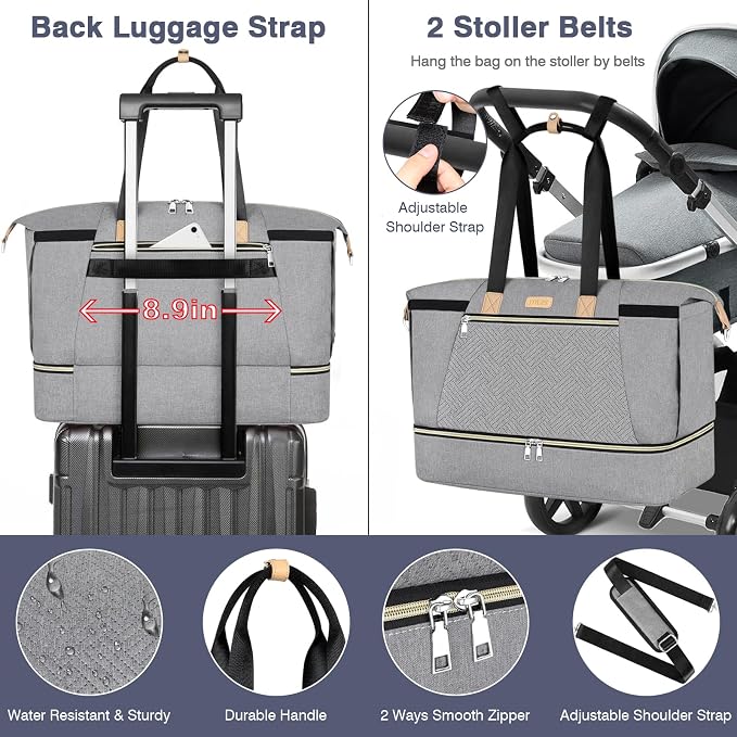 Diaper Bag Tote for Baby 7PCS, Large Mommy Bag with Portable Changing Pad | Multifunctional Hospital Bags for Labor and Delivery with Pacifier Case and Organizer Pouches,Travel Baby Bag for Boy Girl
