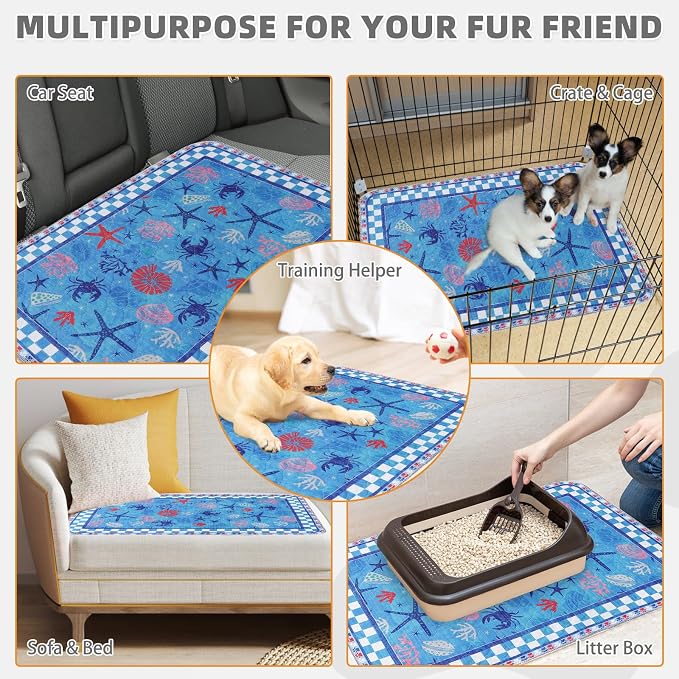 Summer Washable Pee Pads for Dogs, 2 Pack Super Absorbent Reusable Puppy Training Pads Waterproof, Nonslip & Leak-Proof Dog Pee Pads,Large Pet Mats Whelping Pads for Floor,Crate,Couch,24"x36"
