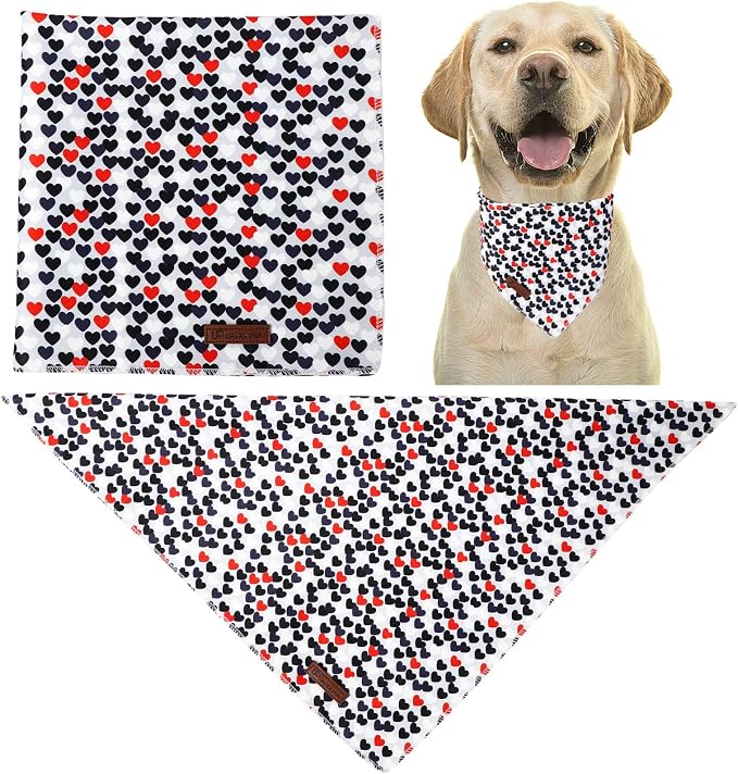Valentine's Dog Bandana, UP URARA PUP Soft Cotton Adjustable Pet Scarf for Small, Medium, and Large Dogs, Cute and Comfortable Dog Accessory,S