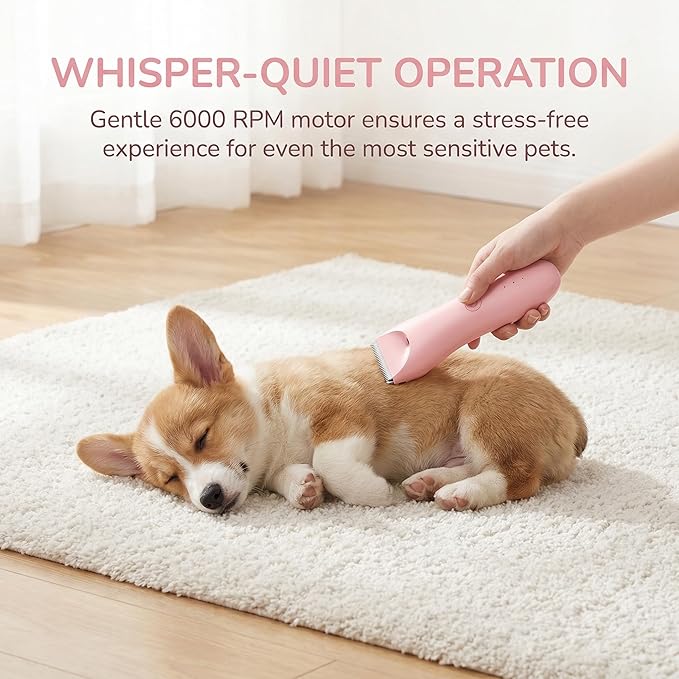 Dog Clippers with LED Light - Quiet Pet Grooming Kit for Paws, Eyes, Ears, Face, Rump - Waterproof Cordless Cat Hair Trimmer for Small Medium Dogs & Animals