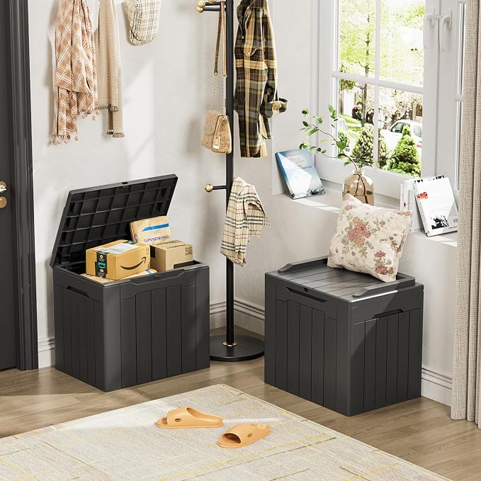 YESHOMY 30 Gal Plastic Storage Bins with Lid Stackable Box Organizers for Living Room, Office, Dorm, 2 Pack, Gray