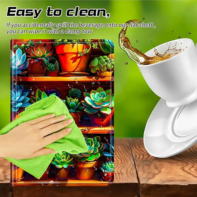 Universal Tablet Case for T-Mobile Revvl Tab 2 10.1" 2025/Revvl Tab 5G 10.36" 2023, 360 Degree Rotating Kickstand Protective Stand PU Leather Shell Cover for 9"-10.5", Plant Succulent
