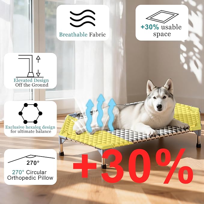 Kuntrust Elevated Outdoor Dog Bed (6 Sided Medium, Triangle)