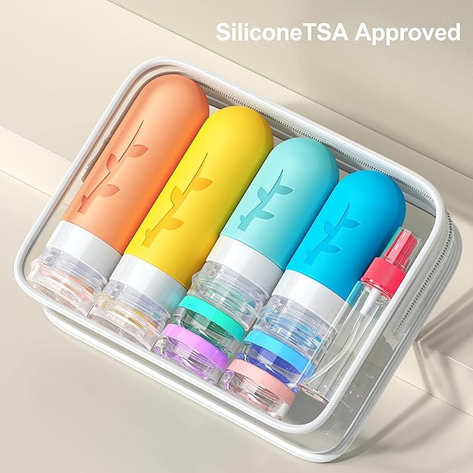 18pack Travel Bottles for Toiletries:Silicone TSA Approved-Containers for Toiletries,Leak Proof Refillable Liqus Shampoo And Conditioner Essentials toiletry Bottles | Leakproof, refillable containers for shampoo, conditioner, lotion and other liquids;t...