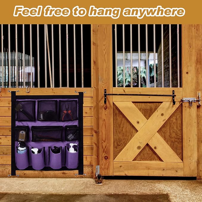 Riakrum 2 Pcs Horse Trailer Grooming Bag Hanging Horse Door Caddy Trailer Organizer Storage (Classic,29.92 x 22.83 Inch)