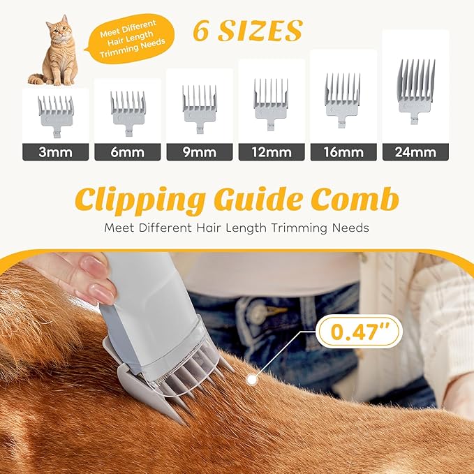 NEWBULIG 5-in-1 Pet Grooming Vacuum Kit, 2.5L Dust Cup, 3 Suction Modes and 5 Groomer Tools, Dog Clippers with Cordless Low Noise for Cats, Dogs Other Animals Hair Trimmer