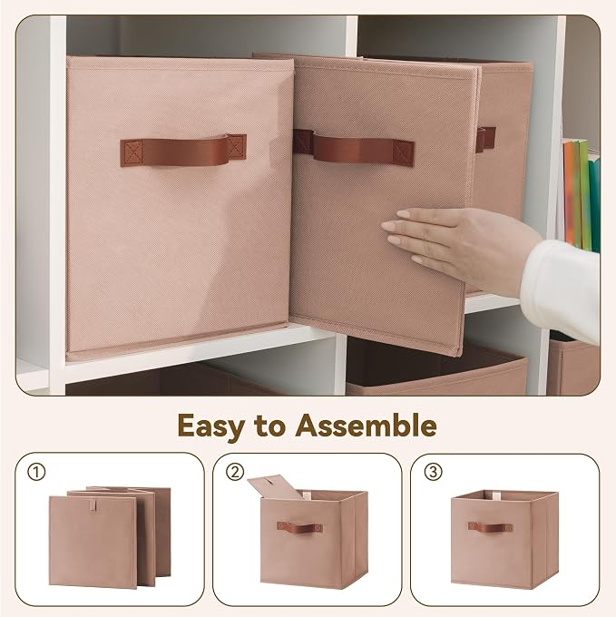 GRANNY SAYS Cube Storage Bins, 11 Inch Cube Organizer, Dusty Pink, 6-Pack | Collapsible Storage Boxes with Thickened Base Plate, Sturdy Handles, Decorative Baskets for Shelves, Closet