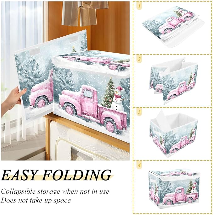 senya Christmas Baskets Collapsible Storage Bins with Lids, Car Christmas Tree Storage Boxes Clothes Baskets for Organizing