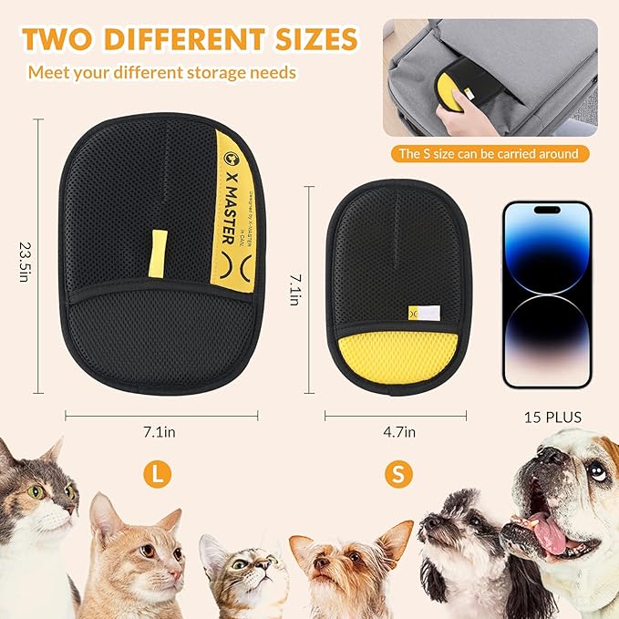 Wortade 3Pcs Pet Hair Removal Glove for Cats & Dogs, Efficient Grooming Gloves for Pet Hair, Cat Grooming Gloves for Hair Removal, Magic Pet Grooming Glove for Couch, Furniture, Carpet, Curtain 2L1S