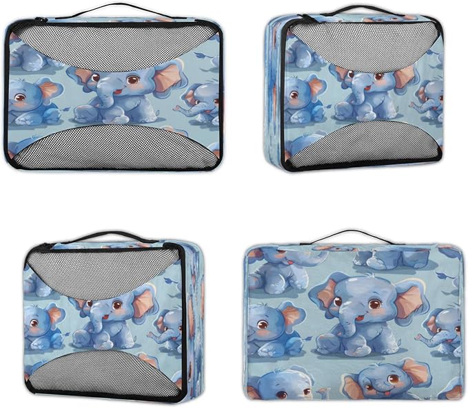 Packing Cubes for Travel, Elephant Travel Luggage Packing Organizers for Women Men, Large Custom Toiletries Bag for Cosmetics Toiletries, Wild Elephant