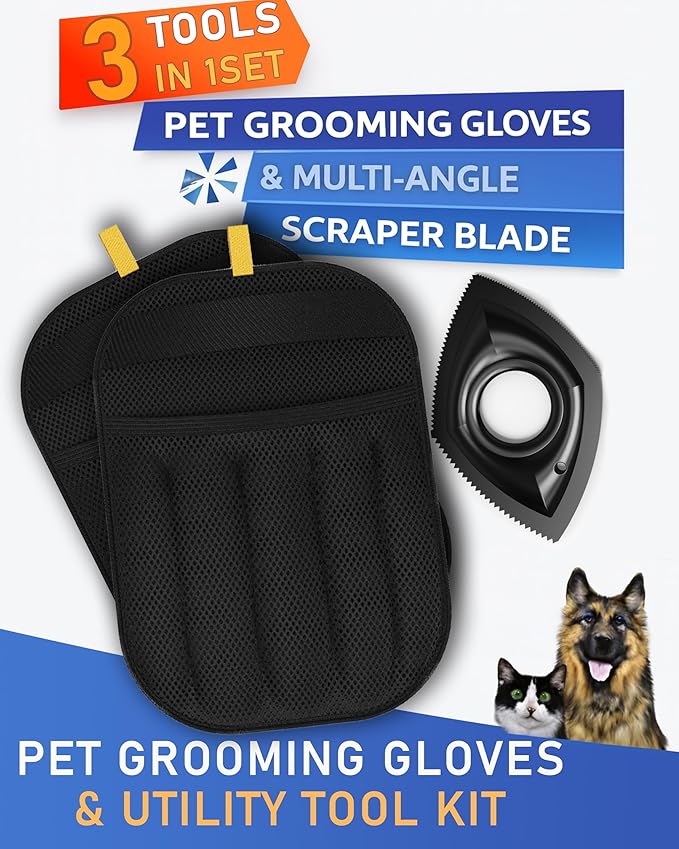 Magic Brush Pet Hair Removal & Mini Remover Tool – Newly Upgraded Reusable Electrostatic Pet Hair Remover Glove for Clothing, Couch, Bed, Carpet & Car Seat (2pcs-Black)